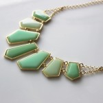 Mint Geo Faceted Gemstone Gold Tone Statement Necklace